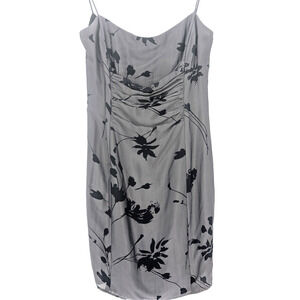 VTG Y2K Guess Gray Silk Ruched Whimsigoth Dark Fairy Asian Inspired Slip Dress 0